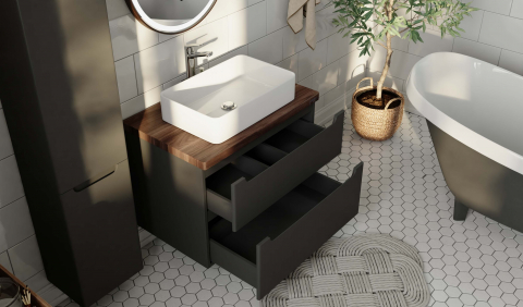 Мебель для ванной Jorno Wood 80, серый